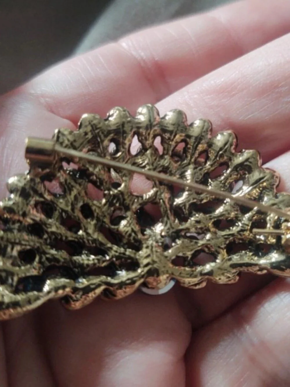 Blue Peacock Fan Brooch